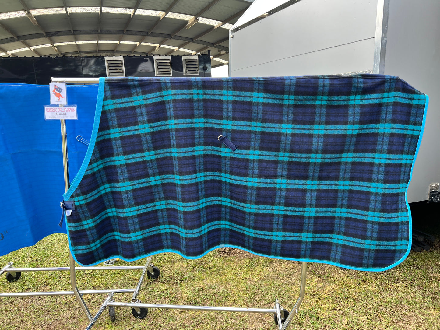 Wool Under Rug - Navy & Blue - Tartan Check (Australian Made)