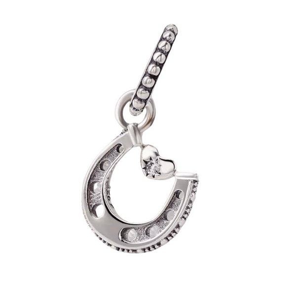 Sterling Silver Horse Shoe with heart Charm