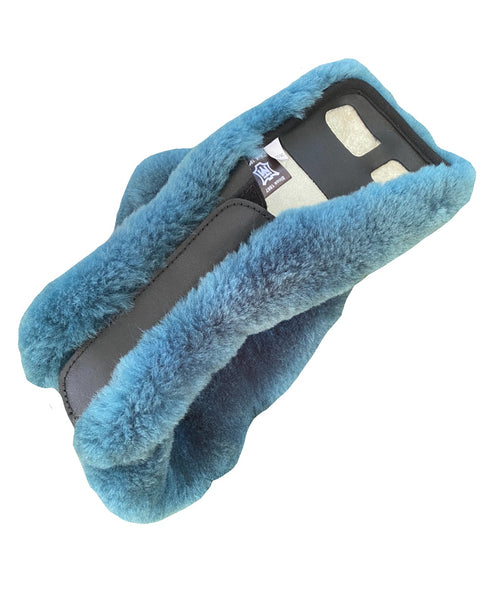 Mattes Slimline Leather Girth Cover - 75cm Petrol