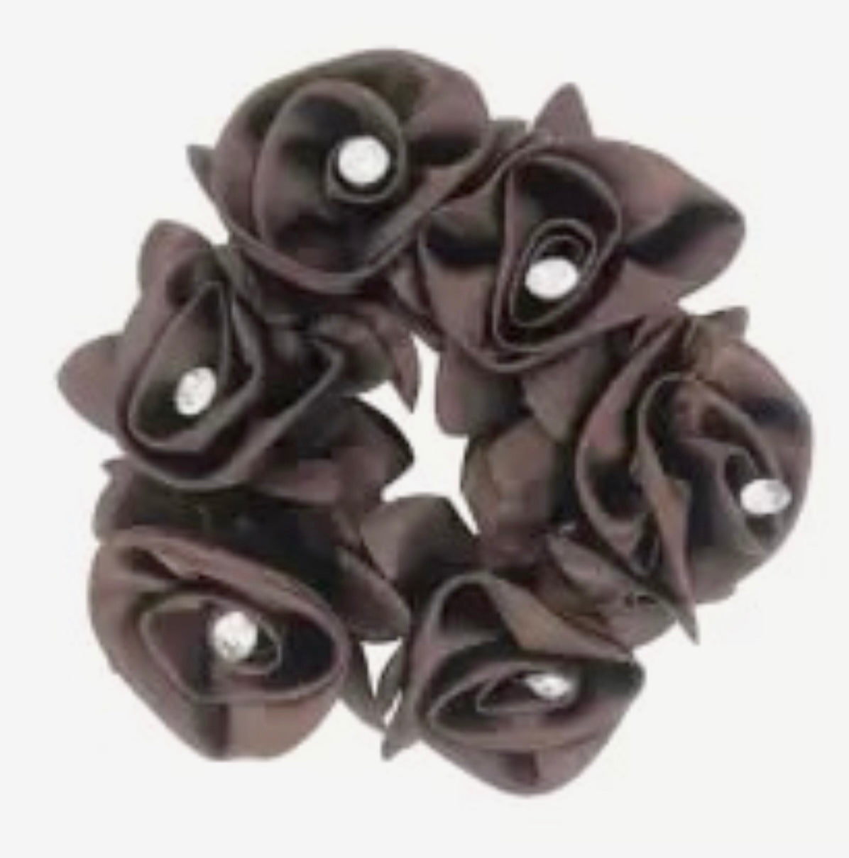 Rose Petal Hair Scrunchie with Crystals