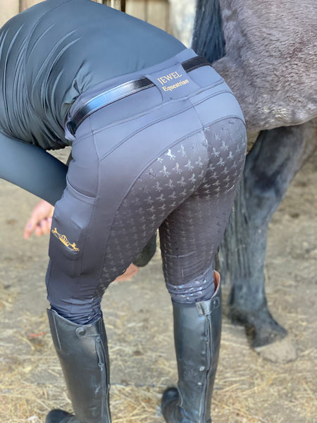 Jewel Equestrian Riding Tights - BLACK