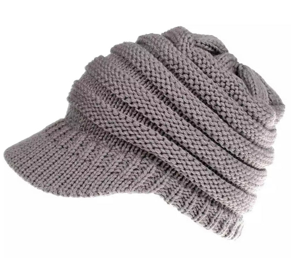 Pony Tail Beanie with Peak