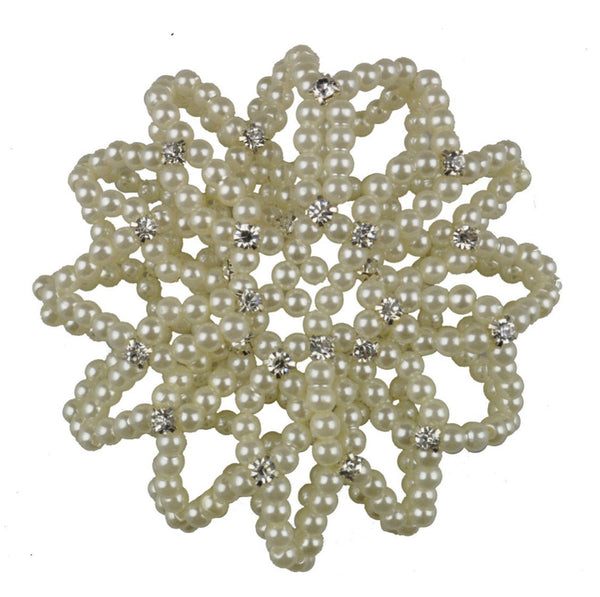White/Cream - Pearl Bun Hair Net with Crystals