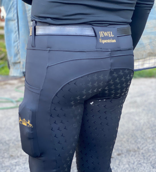 Jewel Equestrian Riding Tights - BLACK