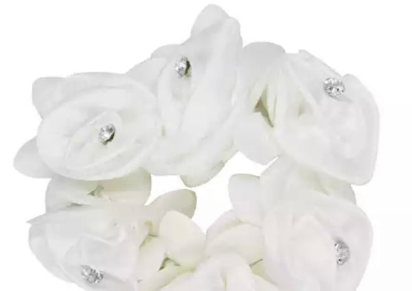 Rose Petal Hair Scrunchie with Crystals