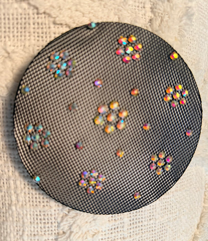 Coloured Crystal Sheer Black Hair Bun Net