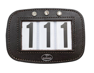 Brown PONY Hamag™ Leather Bridle Number Holders (Pair) with Swarovski Crystals