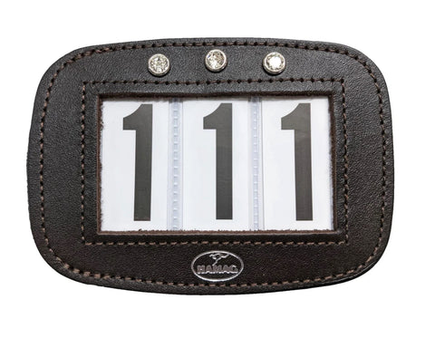 Brown PONY Hamag™ Leather Bridle Number Holders (Pair) with Swarovski Crystals