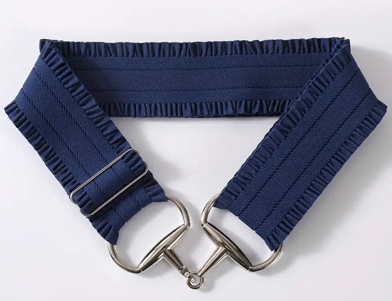 Navy Ruffled Bit Belt