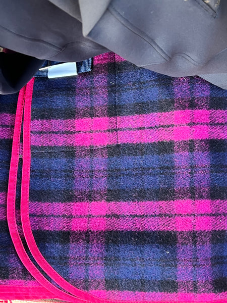 Wool Under Rug - Navy & Pink - Tartan Check  (Australian Made)