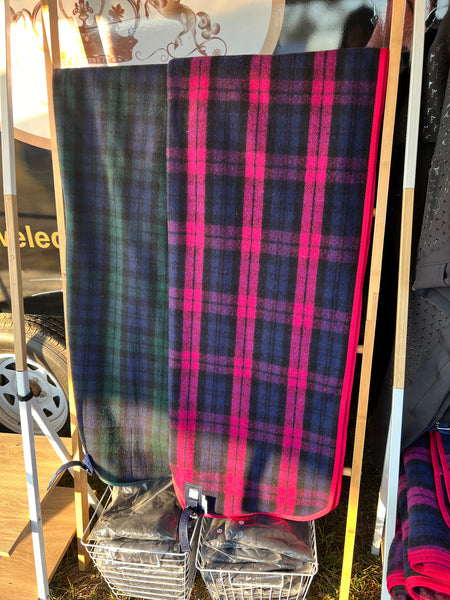 Wool Under Rug - Navy & Pink - Tartan Check  (Australian Made)