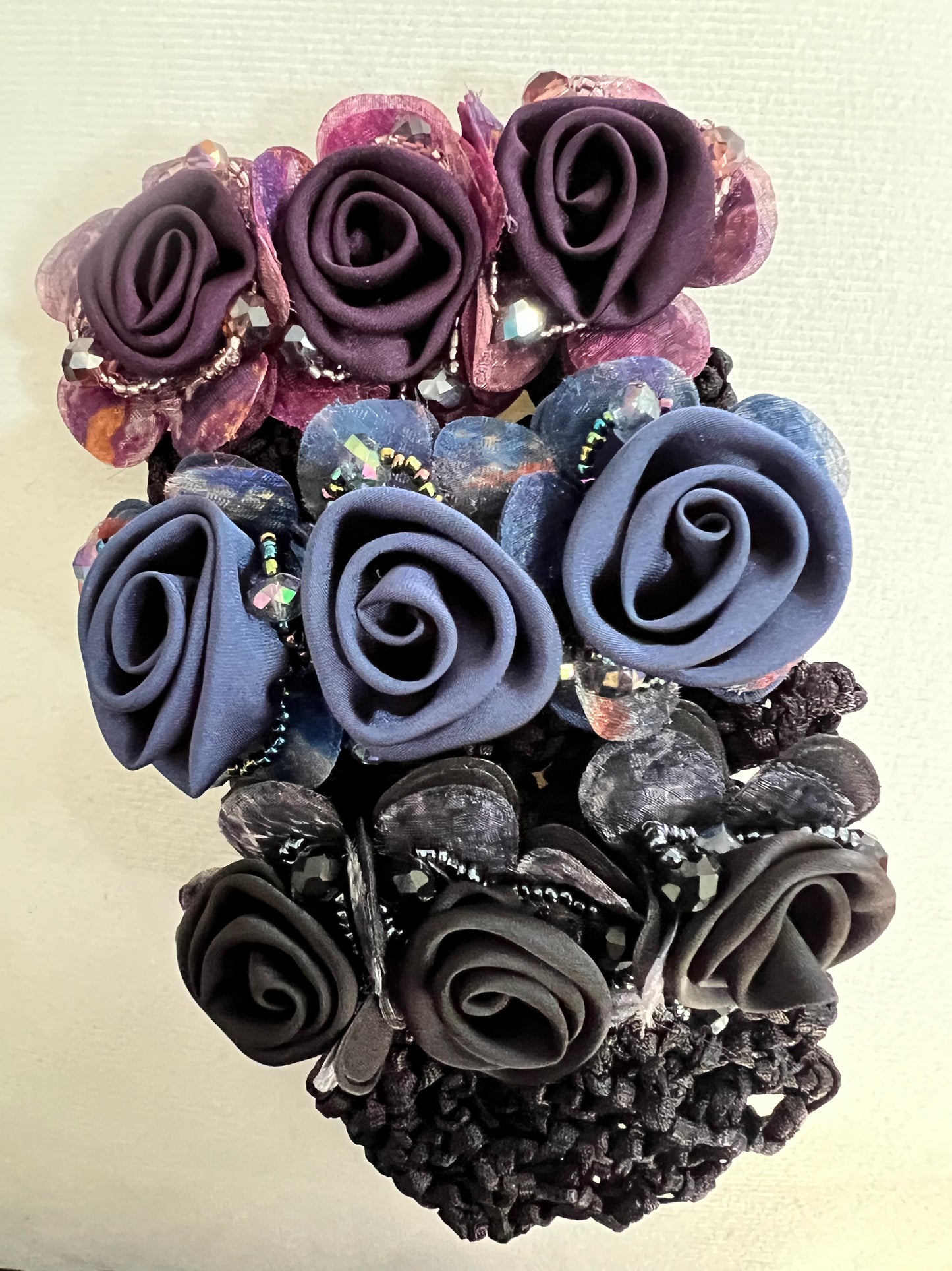 Flower Hair Clip with Bun Net