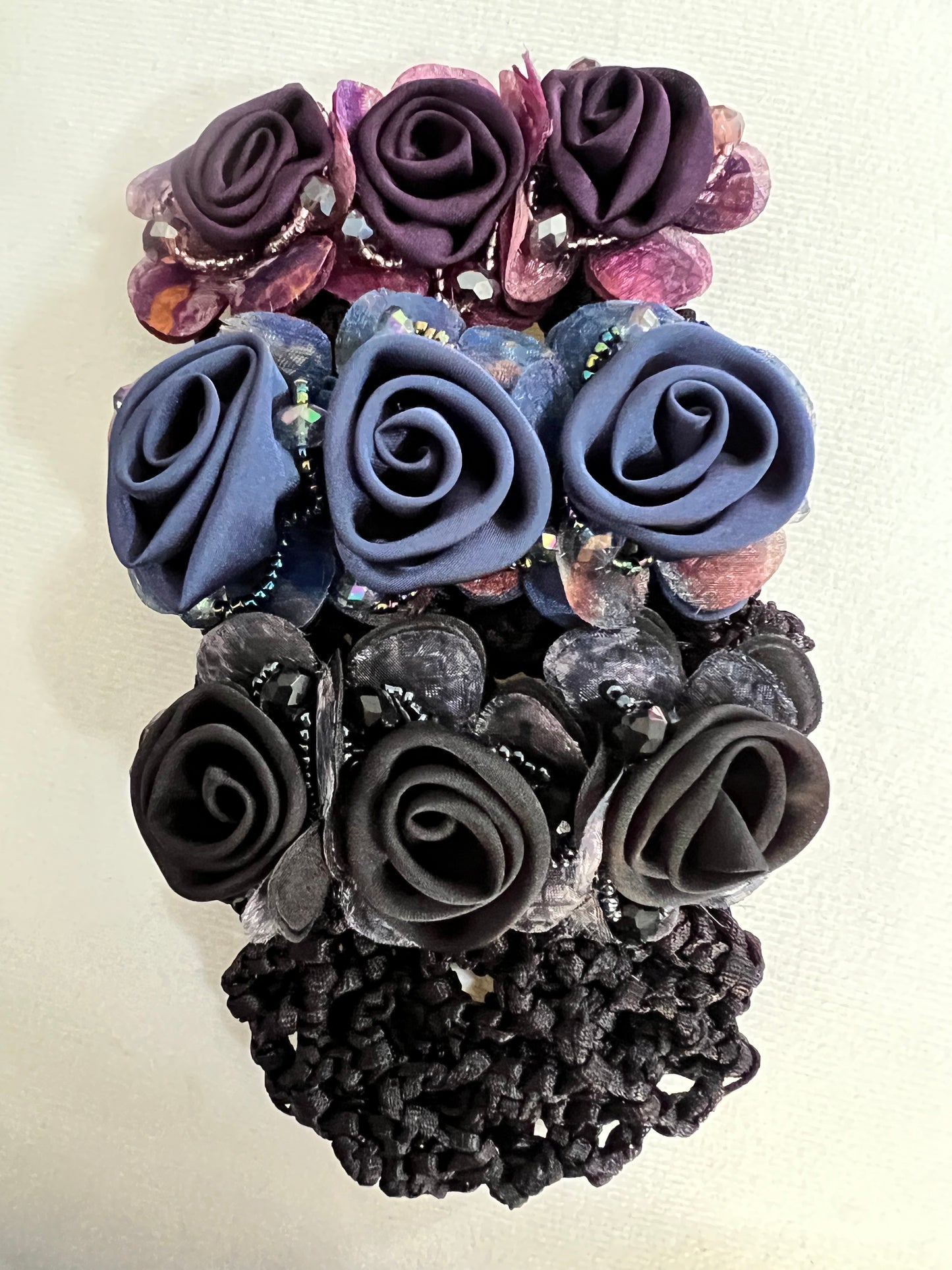 Flower Hair Clip with Bun Net