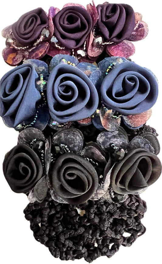 Flower Hair Clip with Bun Net