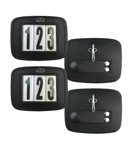 Brown - PONY Hamag™ Leather Bridle Number Holders (Pair)