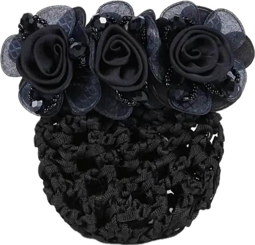 Flower Hair Clip with Bun Net