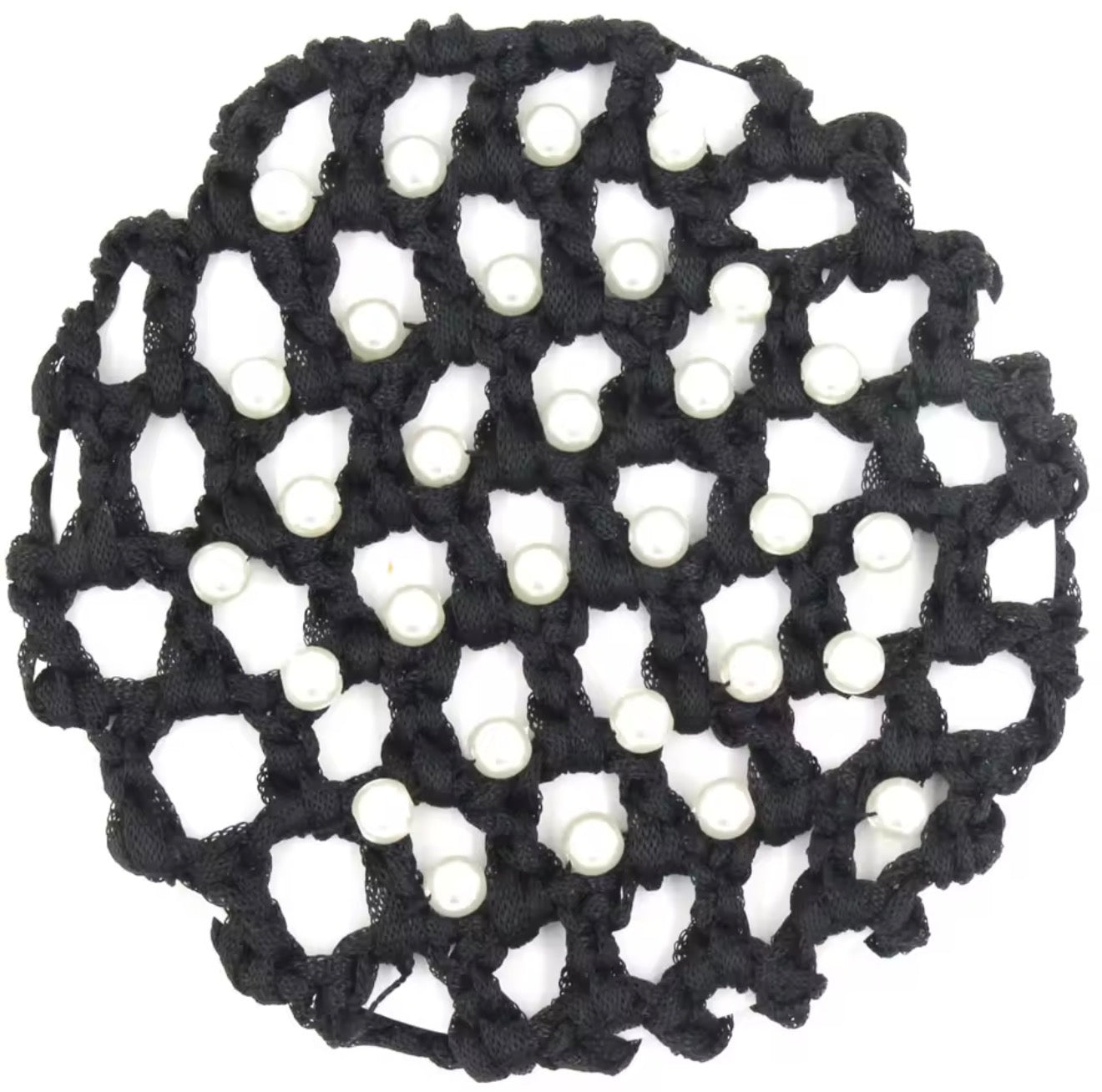 Black Pearl Encrusted Crocheted Hair Bun Net