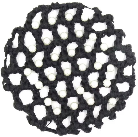 Black Pearl Encrusted Crocheted Hair Bun Net