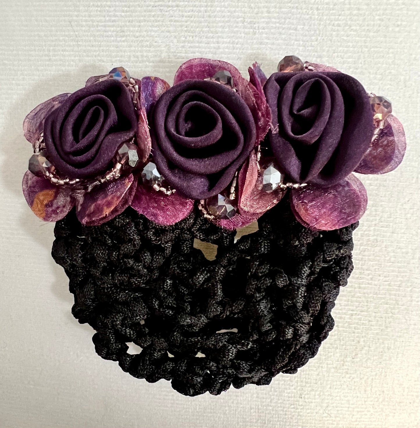 Flower Hair Clip with Bun Net