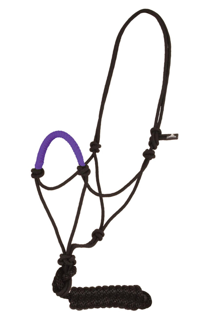 Ezy Ride PURPLE Solid Nose Rope Halter with Lead