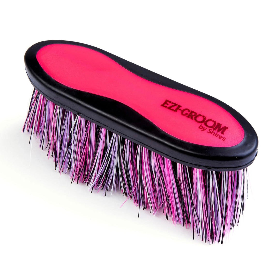 PINK - Shires EZI-GROOM Grip Long Bristle Dandy Brush Large