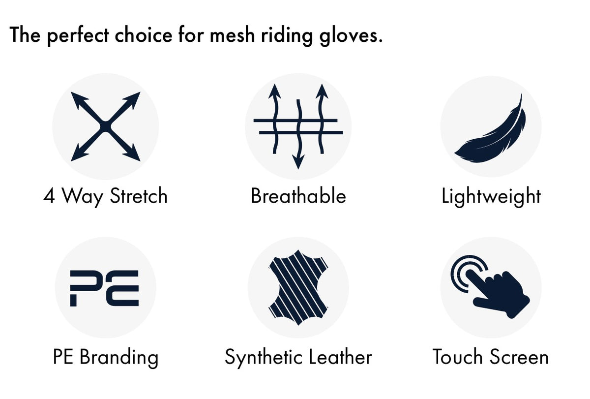 L (8”) NAVY - Presa Mesh Riding Gloves