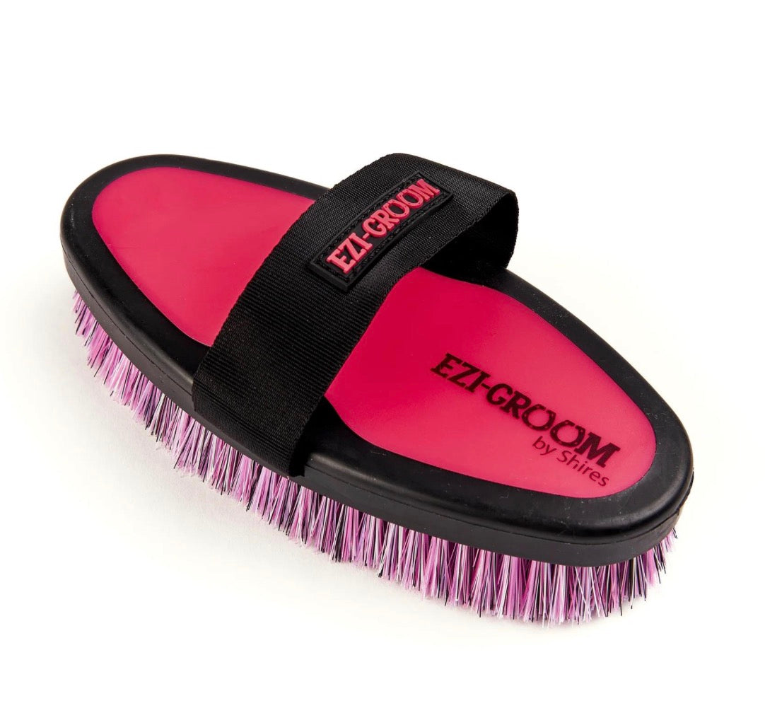 PINK - Shires EZI-GROOM Grip Large Body Brush