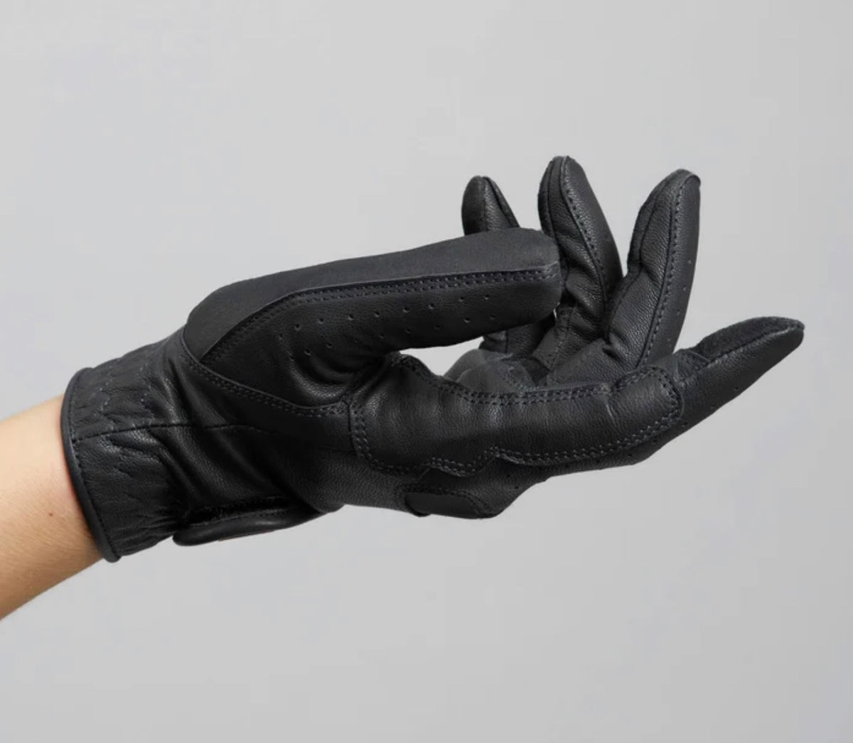 L (8”) BLACK - Mizar Ladies Leather Riding Gloves