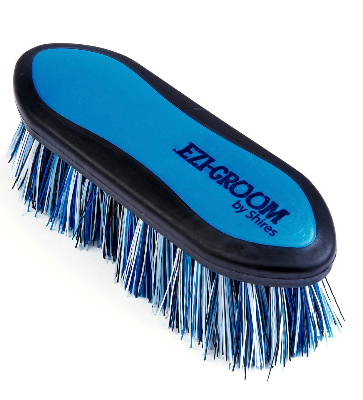 BRIGHT BLUE - Shires EZI-GROOM Grip Long Bristle Dandy Brush Large