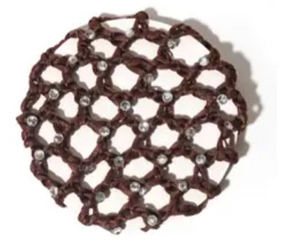 Brown Hair Net with Crystals
