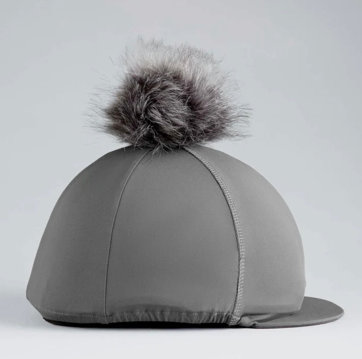 Jersey Hat Silk with Faux Fur Pom Pom Anthracite