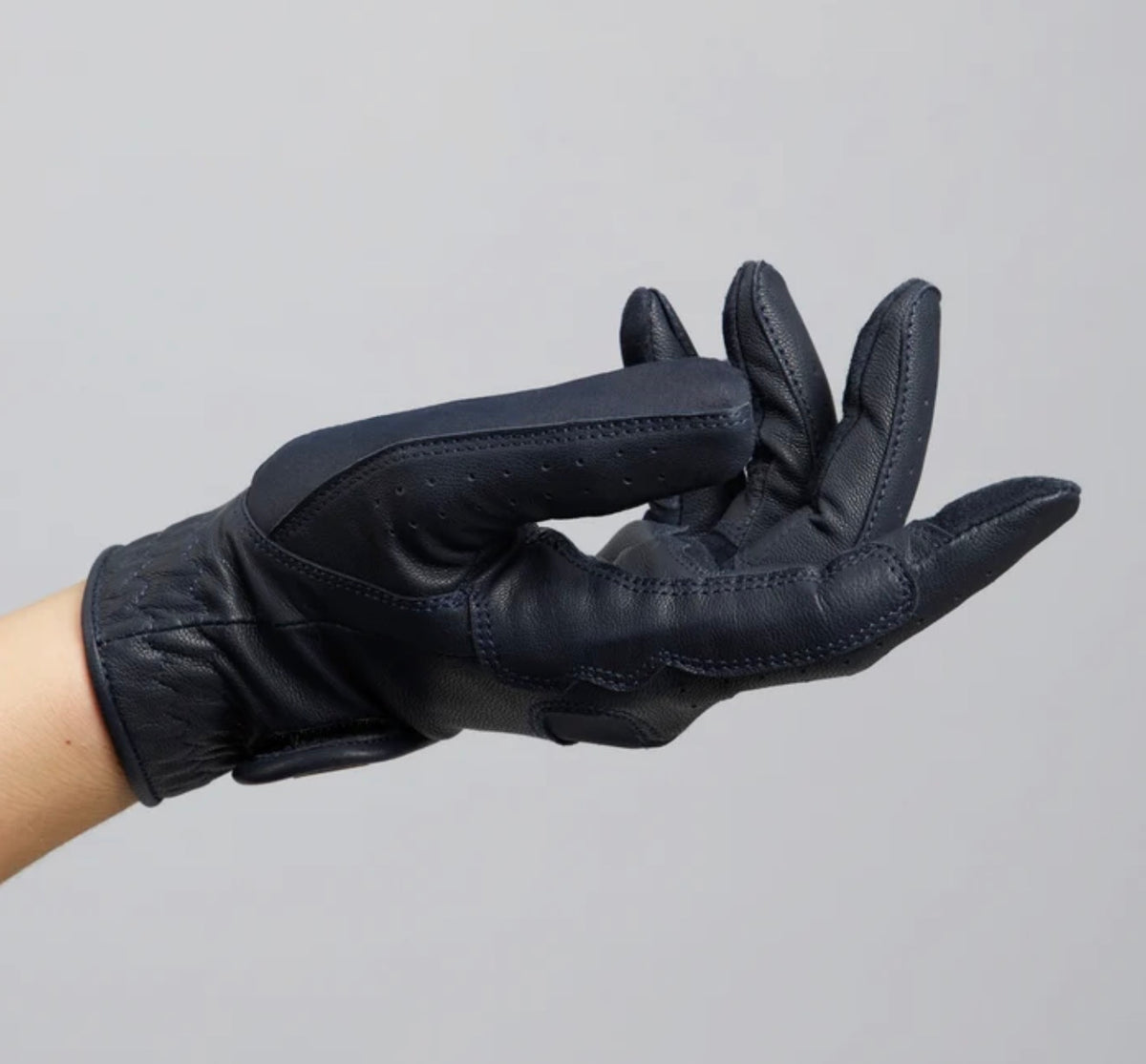 M (7.5”) NAVY - Mizar Ladies Leather Riding Gloves