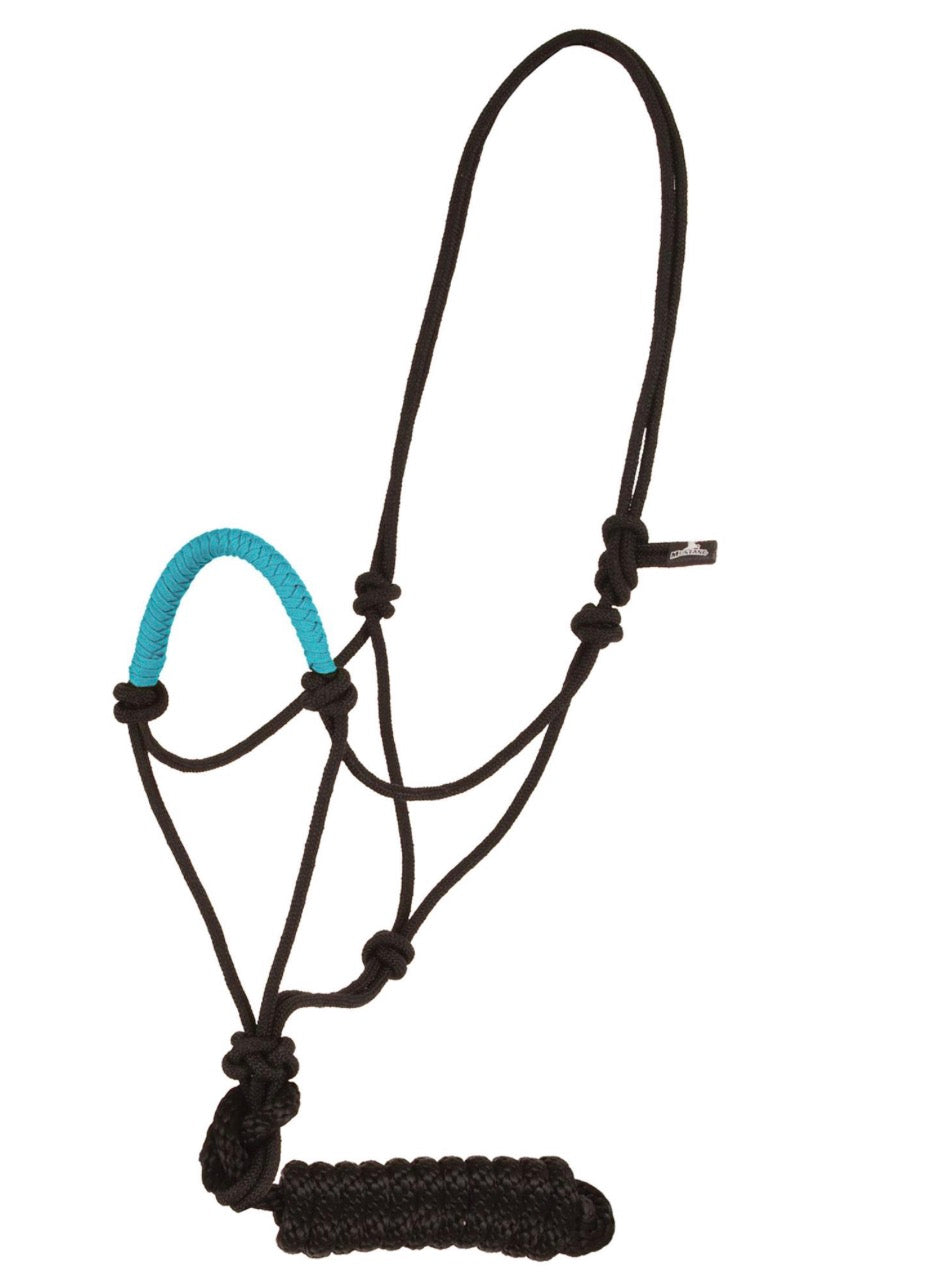 Ezy Ride TURQUOISE Solid Nose Rope Halter with Lead