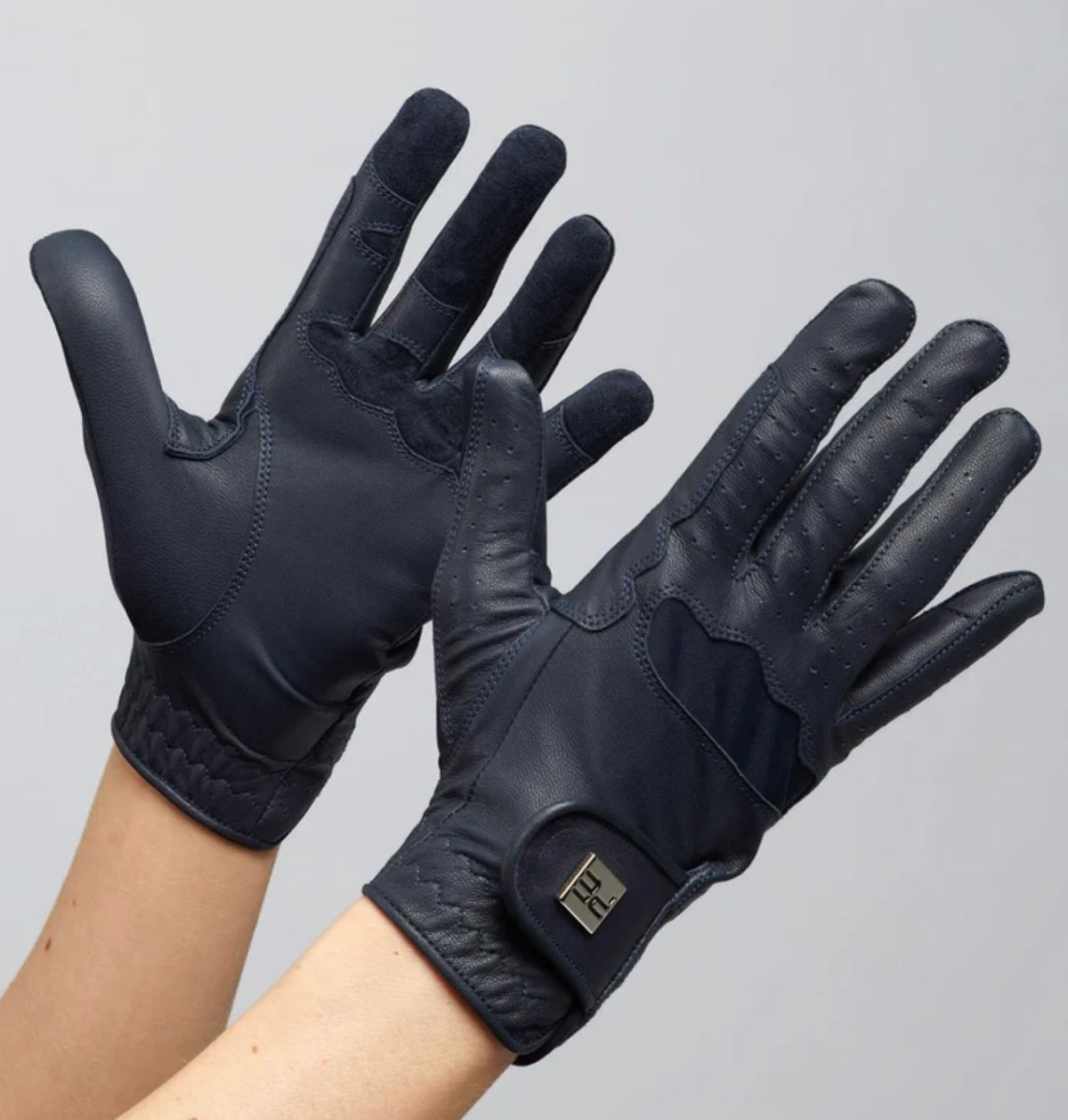 Navy horse riding gloves