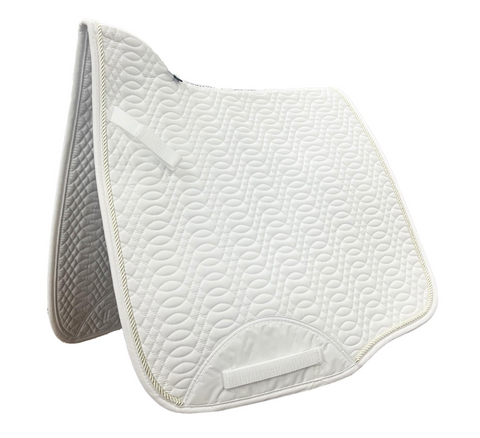 Kieffer Saddle Pad Dressage White with Champagne Cord