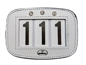 WHITE with Swarovski Crystals - Hamag™ Leather Saddle Cloth Number Holders (Pair)