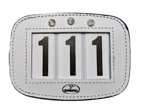 WHITE with Swarovski Crystals - Hamag™ Leather Saddle Cloth Number Holders (Pair)