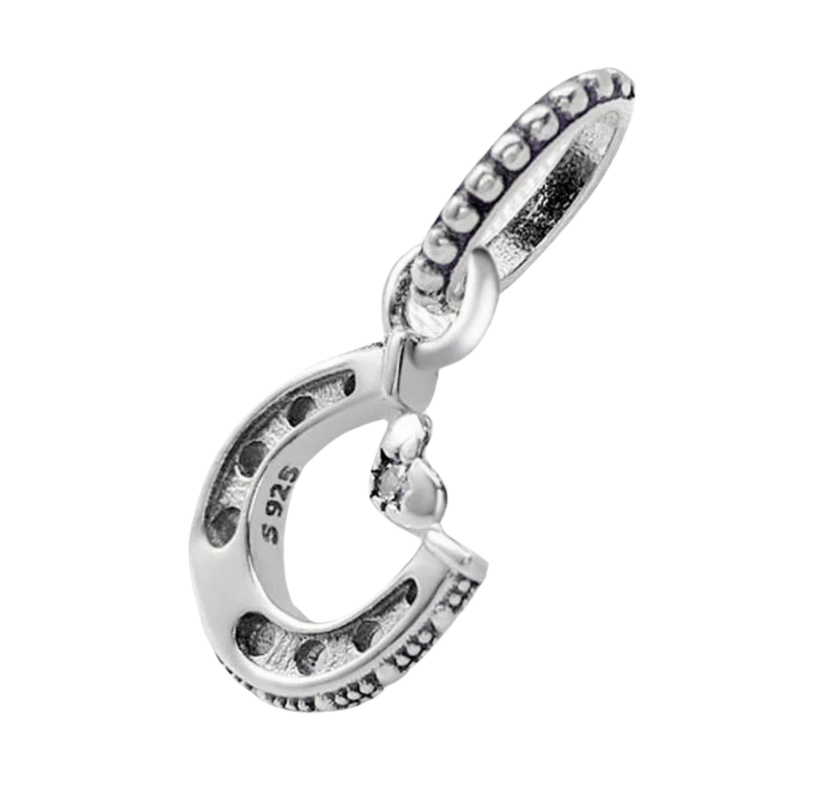 Sterling Silver Horse Shoe with heart Charm