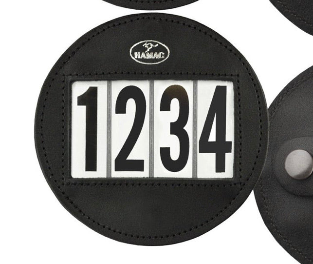 Hamag™ Leather Bridle Number Holders (Pair) - Round