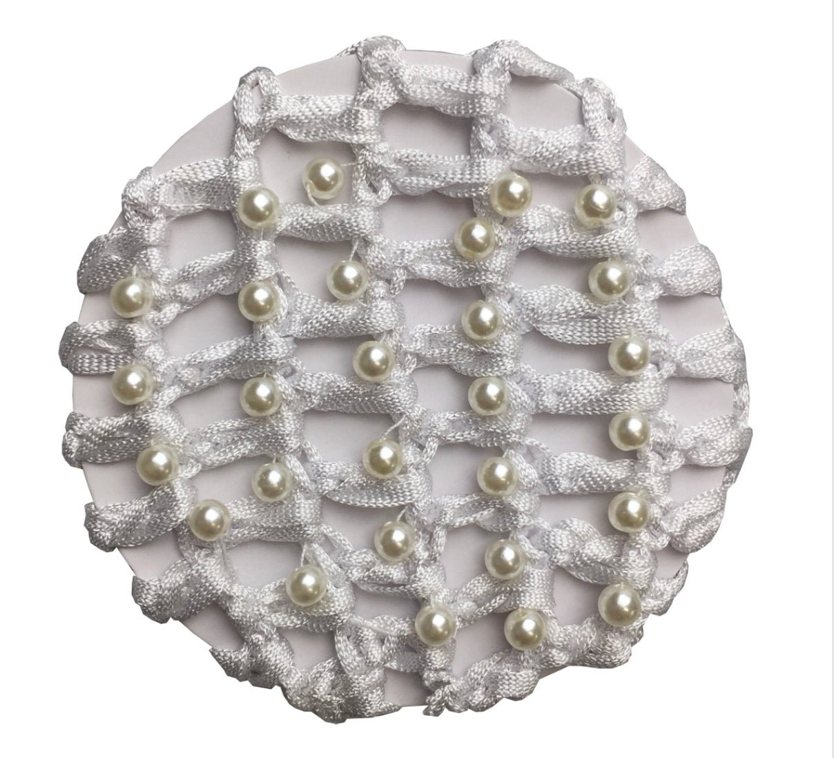 Pearl Encrusted Crocheted Ribbon Hair Bun Net