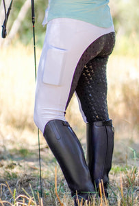 WHITE COMPETITION TIGHTS with Black Seat - IN STOCK NOW