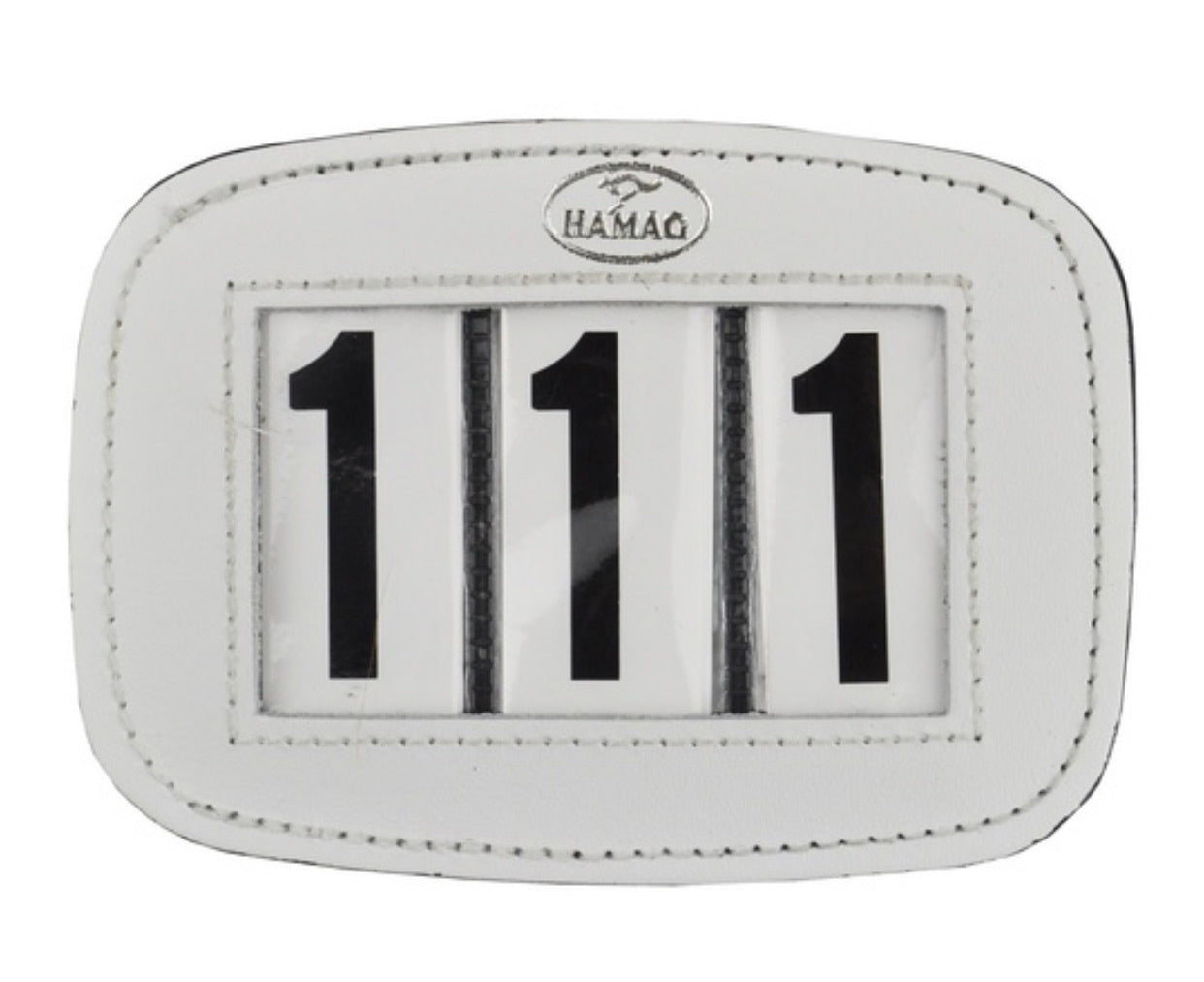 WHITE - Hamag™ Leather Saddle Cloth Number Holders (Pair)