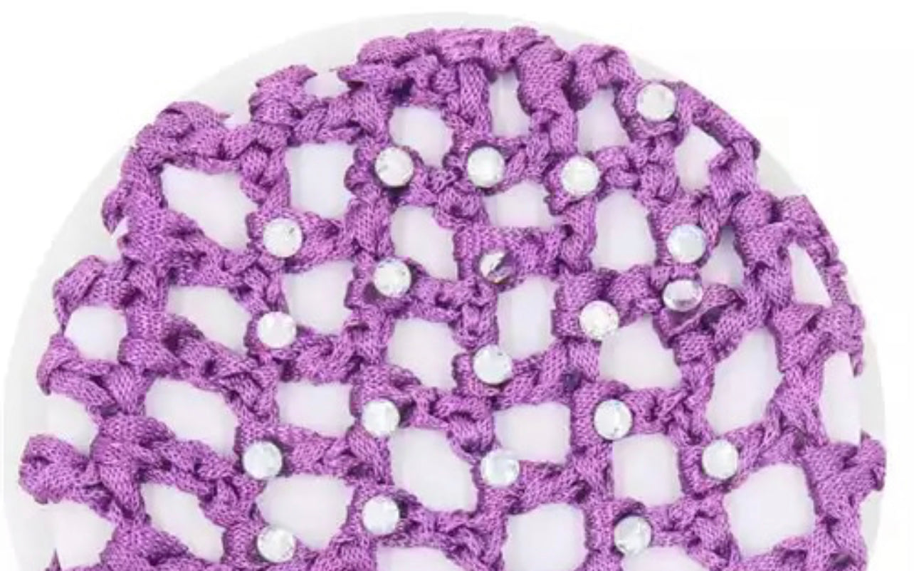 Purple Hair Net with Crystals