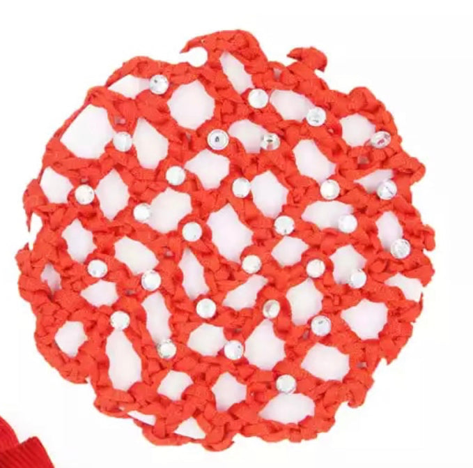 Red Hair Net with Crystals