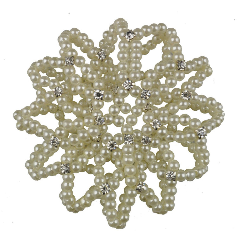 White/Cream - Pearl Bun Hair Net with Crystals