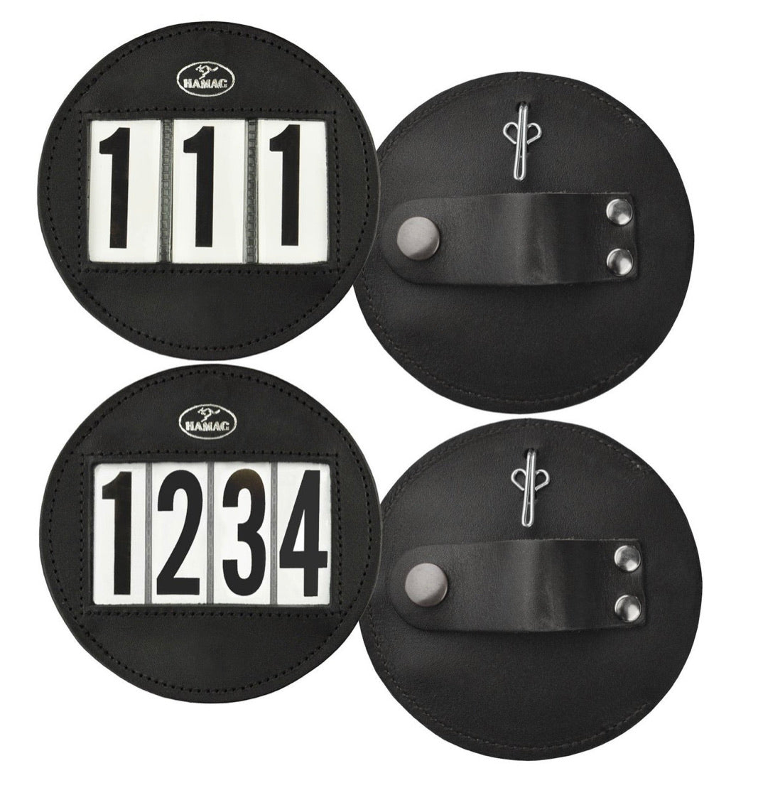 Hamag™ Leather Bridle Number Holders (Pair) - Round