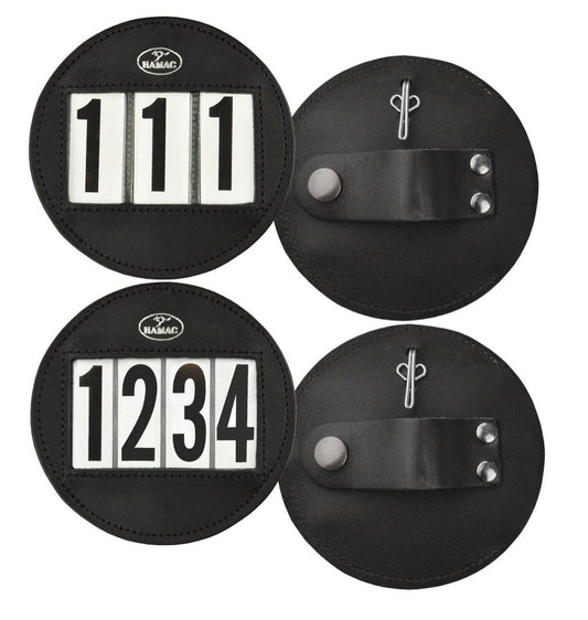 Hamag™ Leather Bridle Number Holders (Pair) - Round