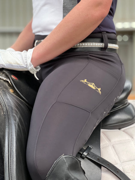 WINTER Thermal Hunter Beige Riding Leggings / Tights with Two Phone Pockets  - LuxeEquine