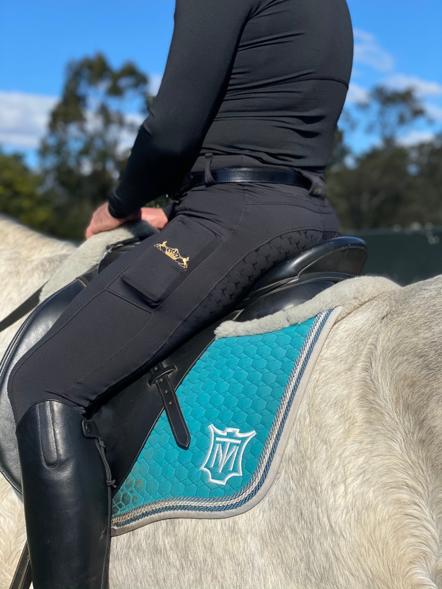 Jewel Equestrian Riding Tights - BLACK