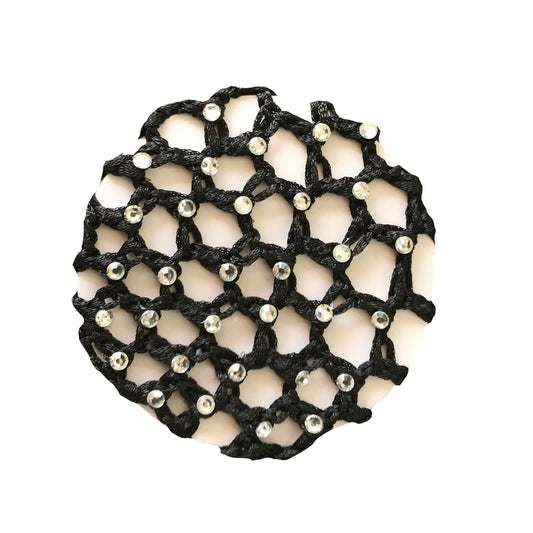 Black Hair Net with Crystals